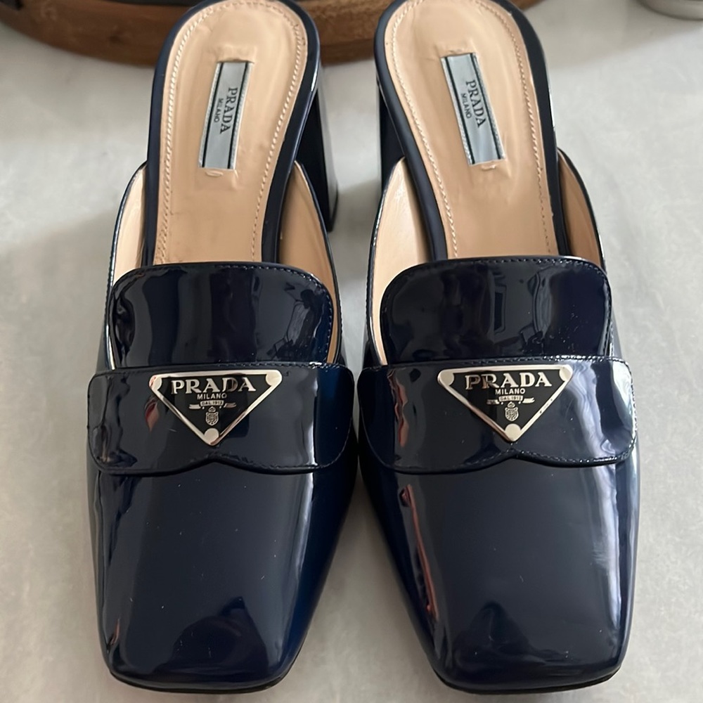 Prada Patent Leather Logo Loafers